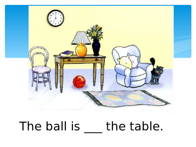 The ball is ___ the table. 