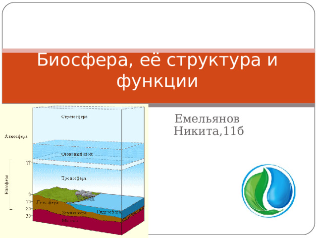 Биосфера, её структура и функции Емельянов Никита,11б 
