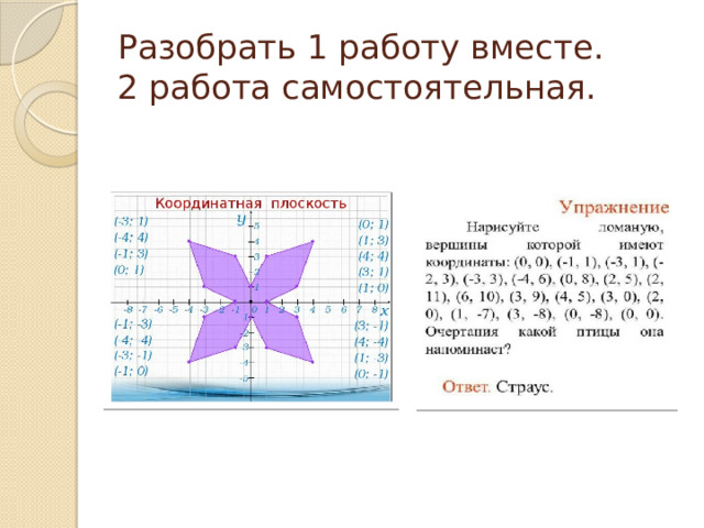 Разобрать 1 работу вместе.  2 работа самостоятельная. 