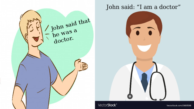 John said that he was a doctor. John said: “I am a doctor” ДОБАВИТЬ НИЖНИЙ КОЛОНТИТУЛ 1 