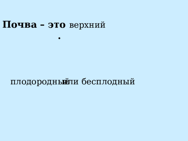 Почва – это верхний . плодородный или бесплодный 