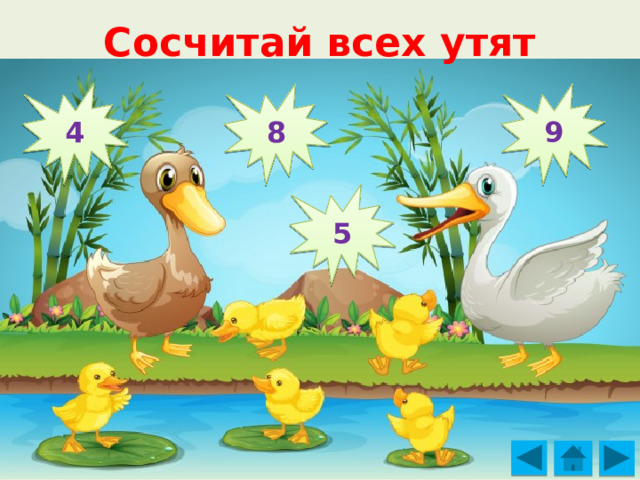 Сосчитай всех утят 4 8 9 5 