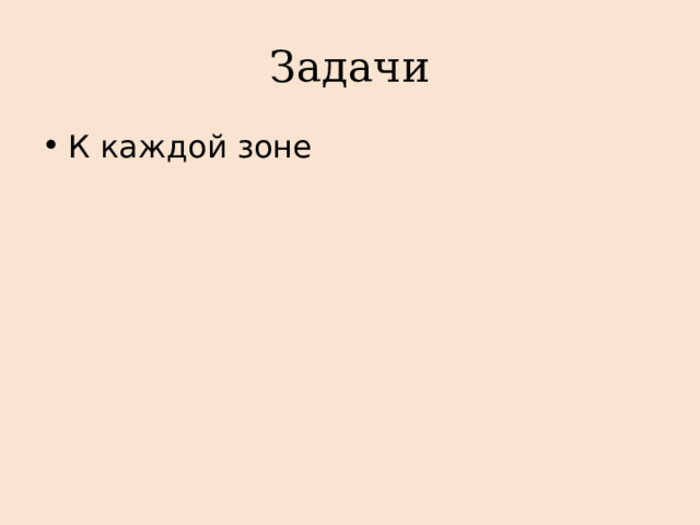 Задачи К каждой зоне 