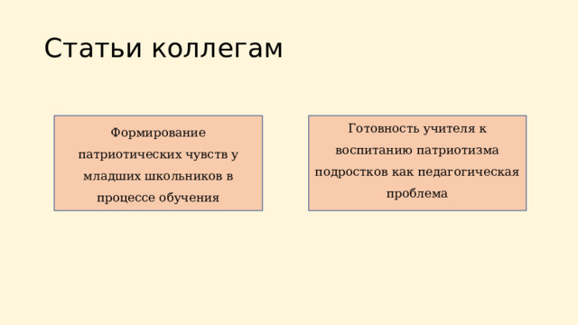 Статьи коллегам Готовность учителя к воспитанию патриотизма подростков как педагогическая проблема Формирование патриотических чувств у младших школьников в процессе обучения     