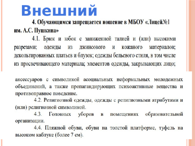Внешний вид 