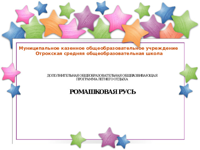 Муниципальное казенное общеобразовательное учреждение  Отрокская средняя общеобразовательная школа 