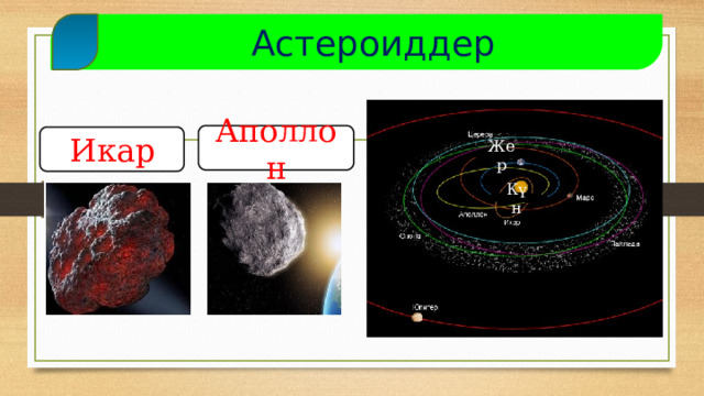  Астероиддер Аполлон Икар Жер Күн  