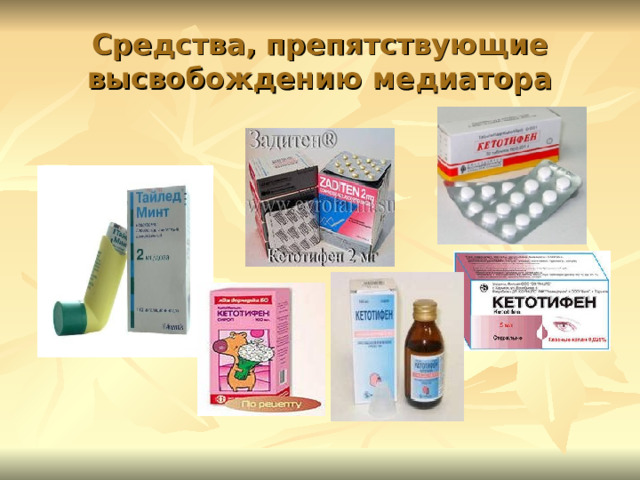 Средства, препятствующие высвобождению медиатора 