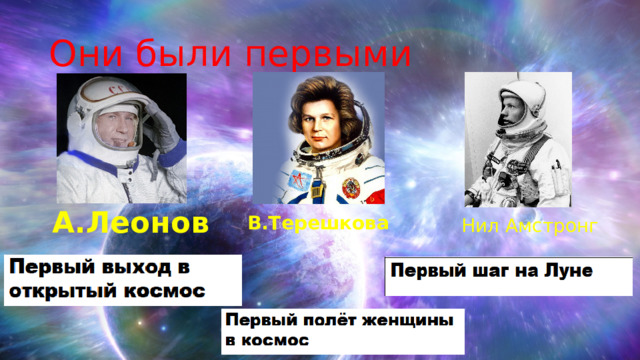 Они были первыми А.Леонов В.Терешкова Нил Амстронг 