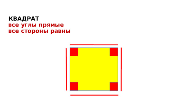   КВАДРАТ   все углы прямые    все стороны равны   