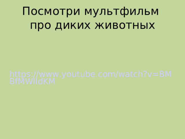Посмотри мультфильм  про диких животных https://www.youtube.com/watch?v=BMBfMWlIdKM 