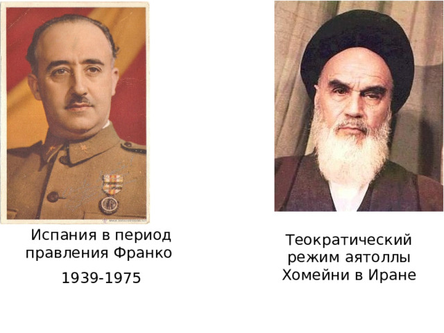 Испания в период правления Франко 1939-1975 Теократический режим аятоллы Хомейни в Иране 
