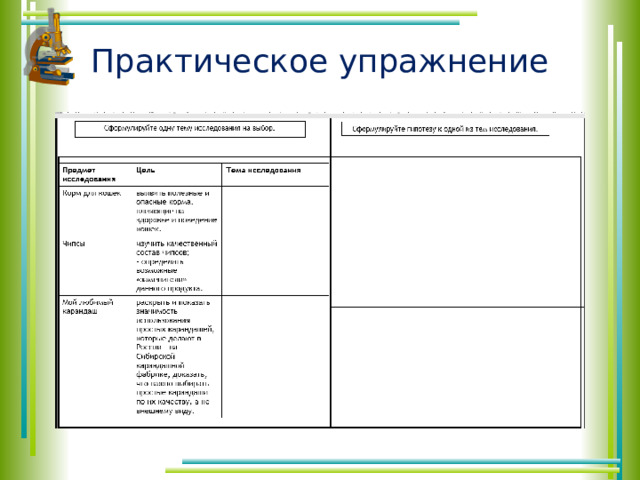 Практическое упражнение 