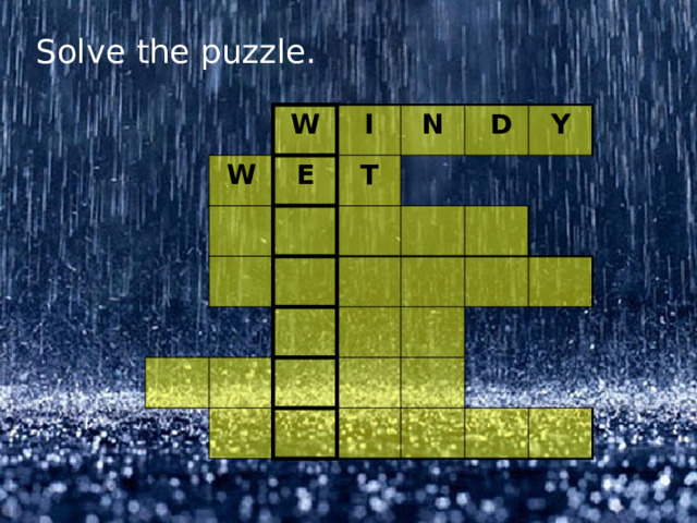Solve the puzzle. W W I E N T  D Y 
