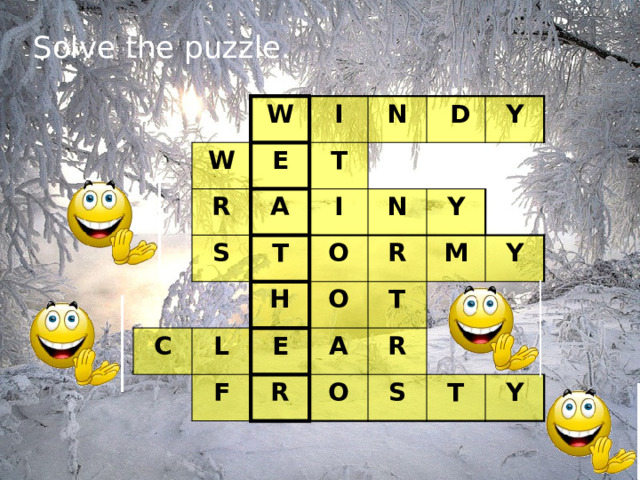Solve the puzzle. W W I E R N T A S  D I C T N Y O H L Y R E O F R M A T R Y O S T Y 