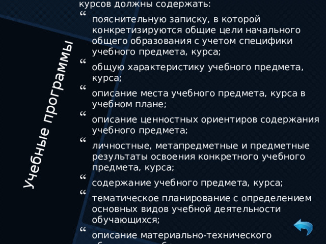 ФГОС НОО Федеральный государственный образовательный стандарт начального общего образования представляет собой совокупность требований, обязательных при реализации основной образовательной программы начального общего образования образовательными учреждениями, имеющими государственную аккредитацию. Стандарт включает в себя требования: к результатам освоения основной образовательной программы начального общего образования к структуре основной образовательной программы начального общего образования к условиям реализации основной образовательной программы начального общего образования 