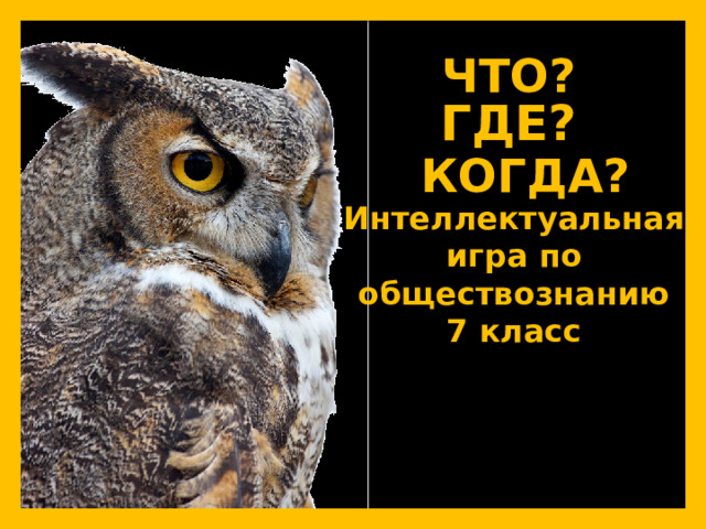 ЧТО?     ГДЕ?   КОГДА?   Интеллектуальная  игра по обществознанию 7 класс 