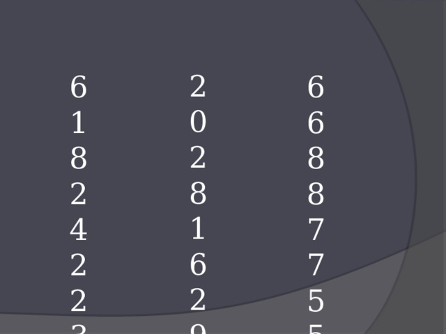20 28 16 29 24 6 66 18 88 24 77 22 55 30 13 