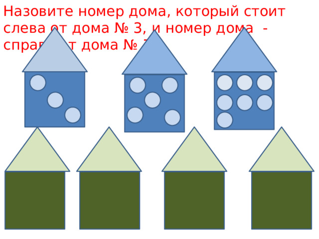 Назовите номер дома, который стоит слева от дома № 3, и номер дома - справа от дома № 7. 
