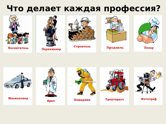 Что делает каждая профессия? 