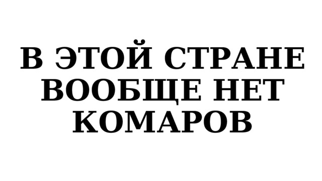 В ЭТОЙ СТРАНЕ ВООБЩЕ НЕТ КОМАРОВ 