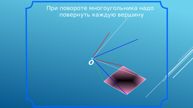 При повороте многоугольника надо повернуть каждую вершину O «Геометрия 7-9» Л.С. Атанасян и др. 18 