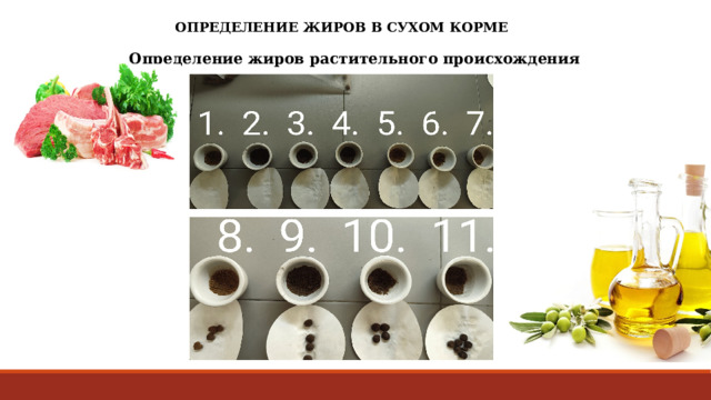 ОПРЕДЕЛЕНИЕ ЖИРОВ В СУХОМ КОРМЕ Определение жиров растительного происхождения  