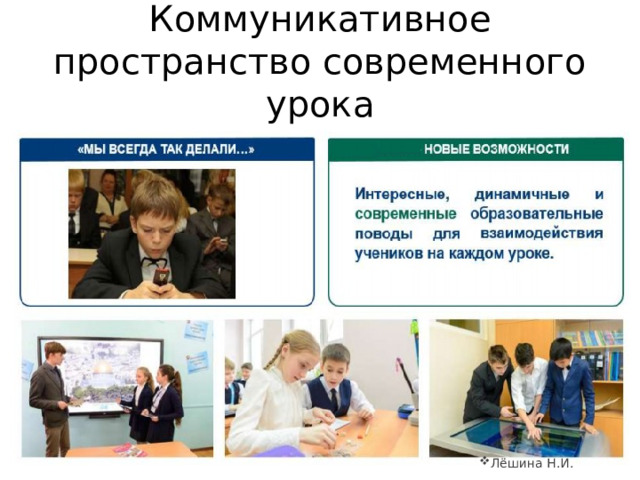 Коммуникативное пространство современного урока Лёшина Н.И. 