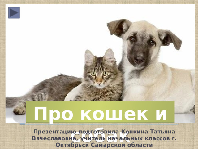 Про кошек и собак Презентацию подготовила Конкина Татьяна Вячеславовна, учитель начальных классов г. Октябрьск Самарской области 