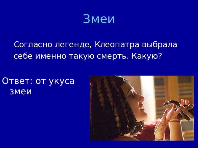Змеи Ответ: от укуса змеи 
