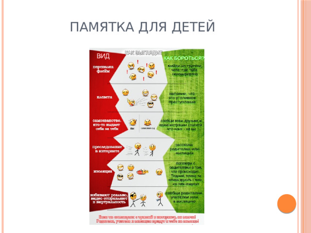 Памятка для детей 