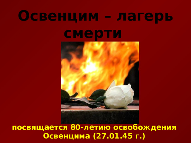 Освенцим – лагерь смерти   посвящается 80-летию освобождения Освенцима (27.01.45 г.) 