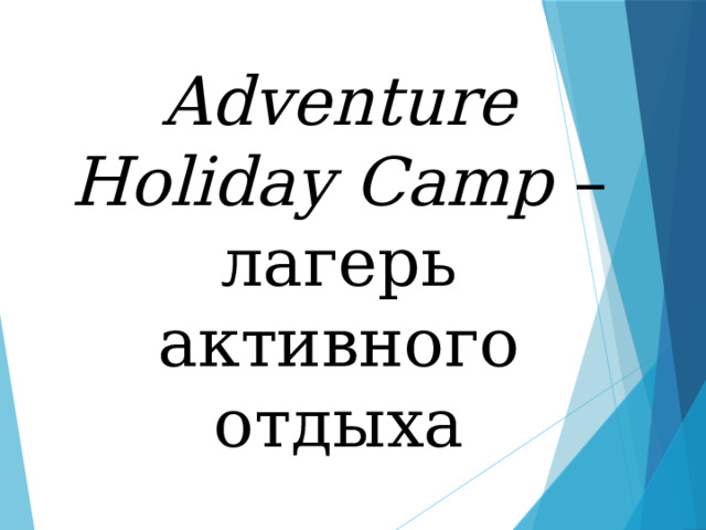 Adventure Holiday Camp – лагерь активного отдыха 
