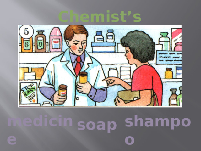 Chemist’s medicine shampoo soap 