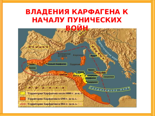 ВЛАДЕНИЯ КАРФАГЕНА К НАЧАЛУ ПУНИЧЕСКИХ ВОЙН 