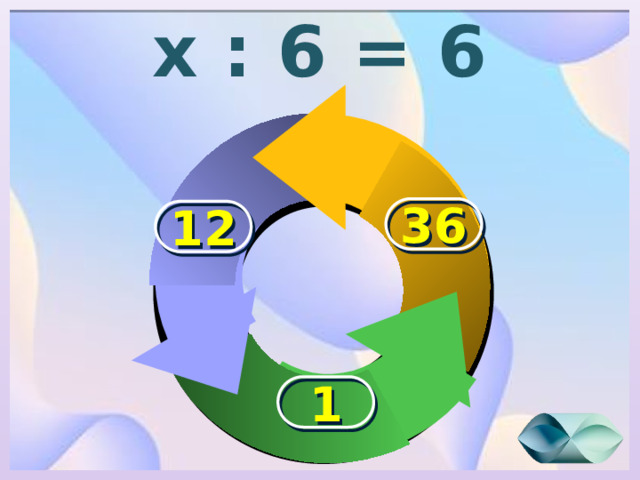 х : 6 = 6 36 12 1 