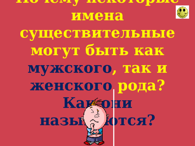 Почему некоторые имена существительные могут быть как мужского , так и женского рода?  Как они называются? 