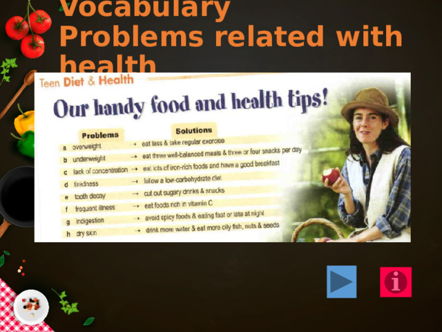 Vocabulary  Problems related with health 