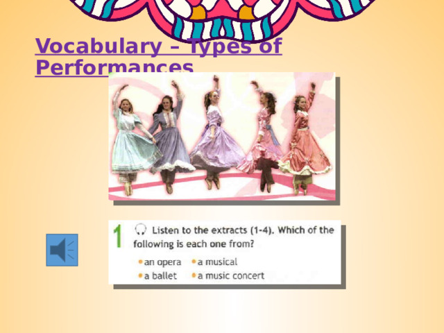 Vocabulary – Types of Performances 