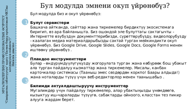 МУГАЛИМДЕРДИН ПРОФЕССИОНАЛДЫК ӨСҮРҮҮСҮ 