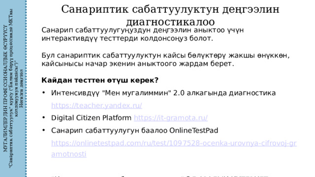 МУГАЛИМДЕРДИН ПРОФЕССИОНАЛДЫК ӨСҮРҮҮСҮ 