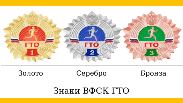 Золото Бронза Серебро Знаки ВФСК ГТО 