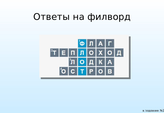 Ответы на филворд к заданию №2 