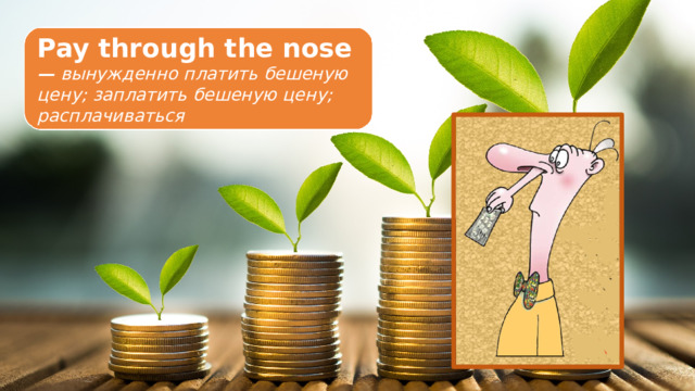Pay through the nose — вынужденно платить бешеную цену; заплатить бешеную цену; расплачиваться 