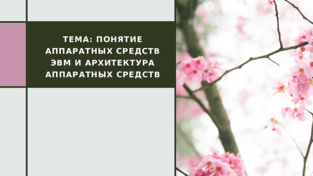 Тема: Понятие аппаратных средств ЭВМ и архитектура аппаратных средств 