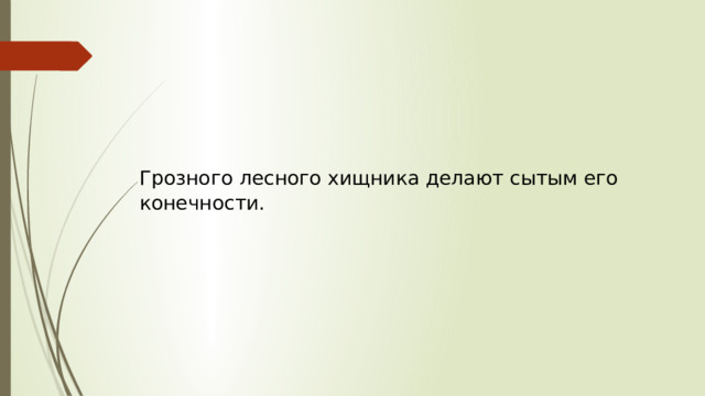 Грозного лесного хищника делают сытым его конечности.   