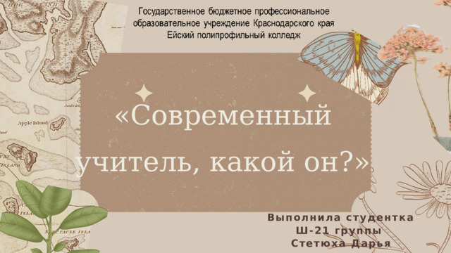 «Современный учитель, какой он?» Выполнила студентка Ш-21 группы Стетюха Дарья 