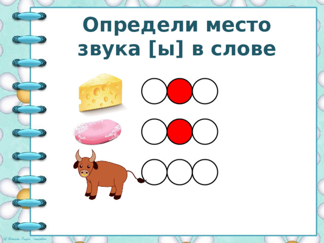 Определи место звука [ы] в слове 