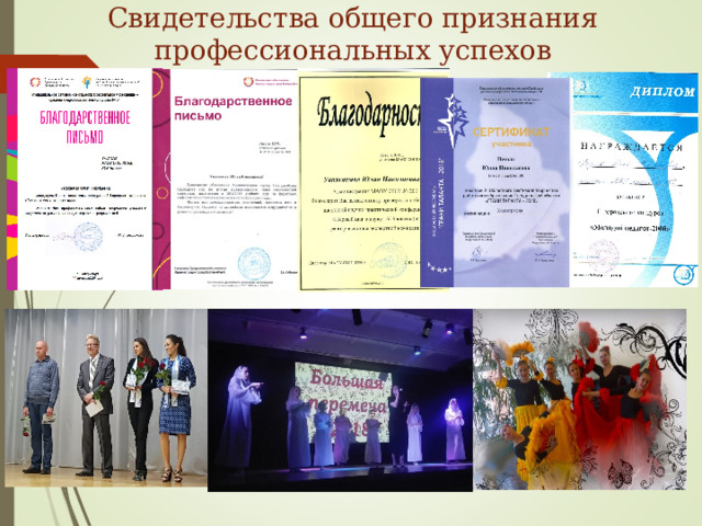 Свидетельства общего признания профессиональных успехов      