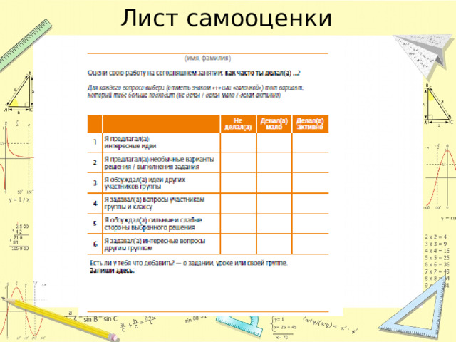 Лист самооценки 